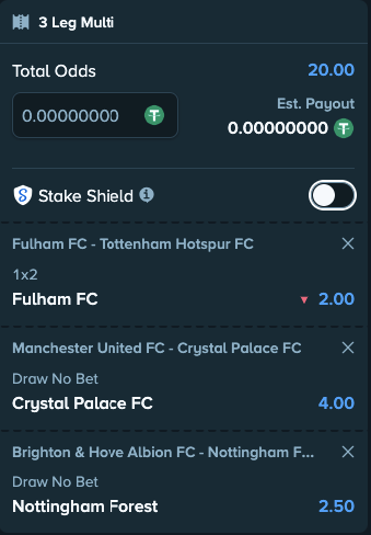 Stake Shield 3 leg parlay